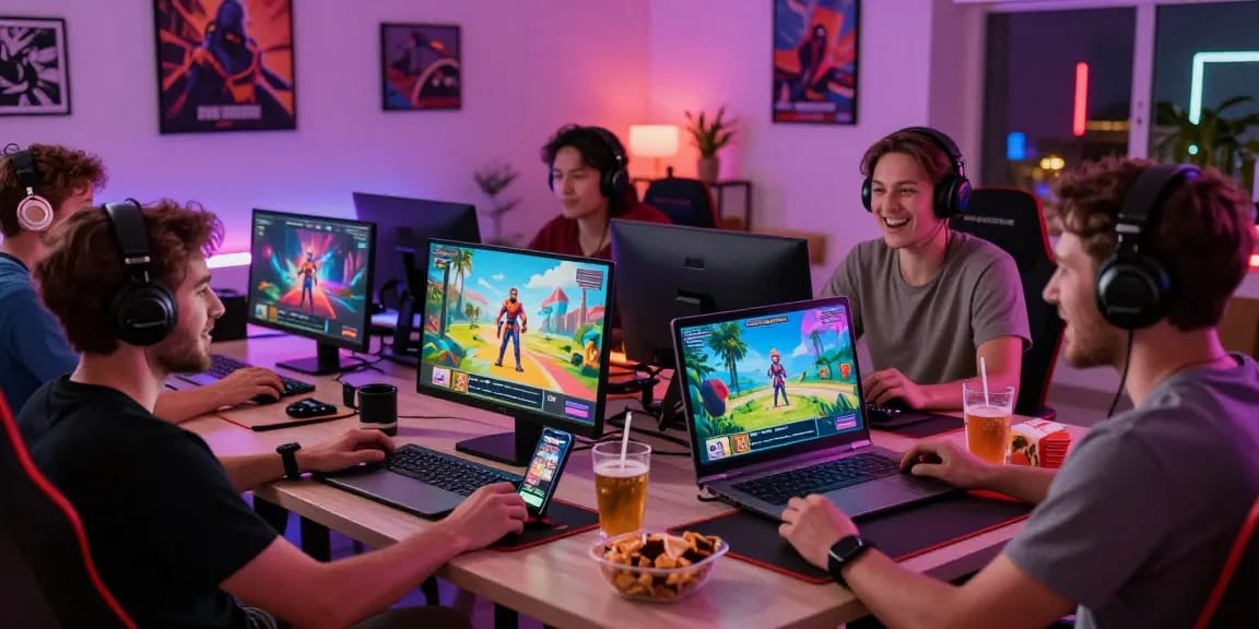 Interactive scene of players enjoying online porn games, showcasing community and excitement.