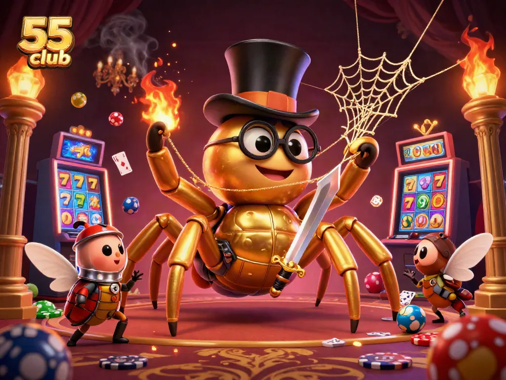 Engage with thrilling slot games and casino fun at 55 club featuring vibrant characters.