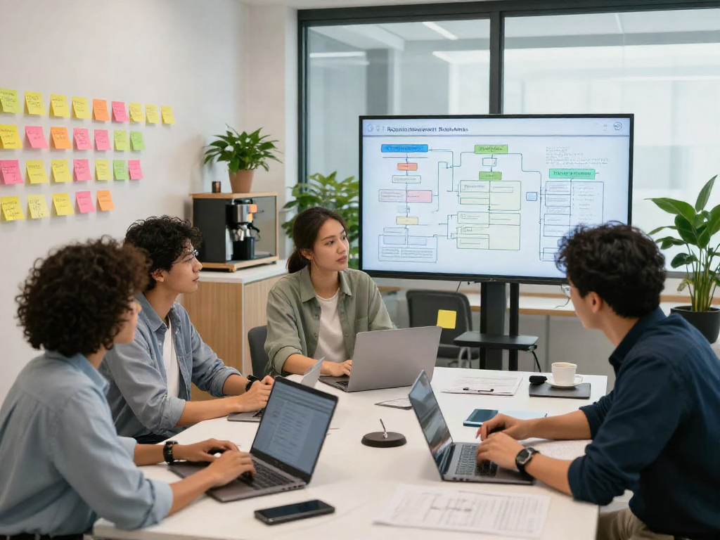 Team discussing resource strategies in a modern office setting.